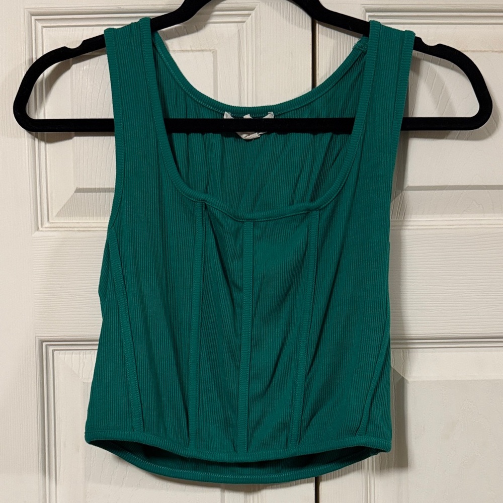 Teal Ribbed Women's Tank Top